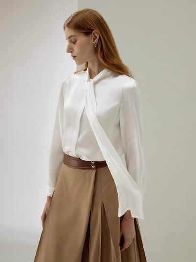 Damen Seidenbluse | Natürlicher Stoff Schleife