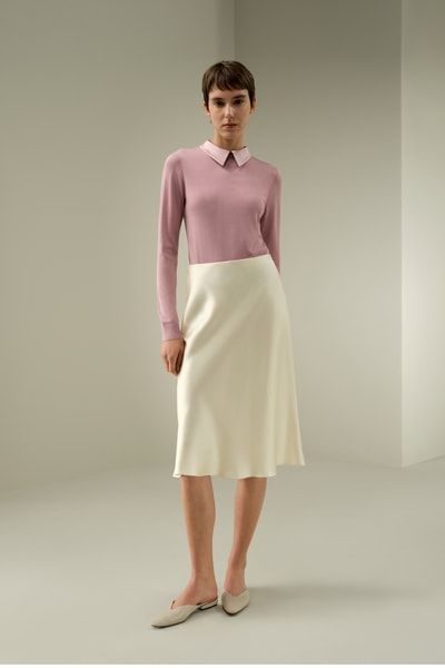 Eleganter Midirock aus Seide mit mittlerer Leibhöhe für jeden Anlass