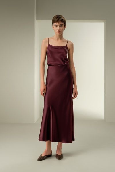 Maxirock aus doppelseitigem Seidencharmeuse