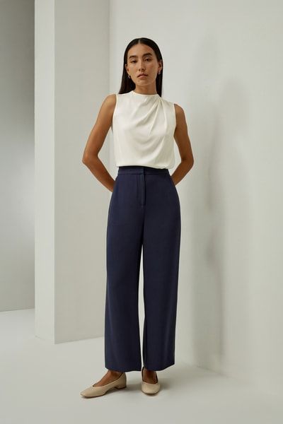 Seiden-Breitbein-Hose mit mittlerer Taille