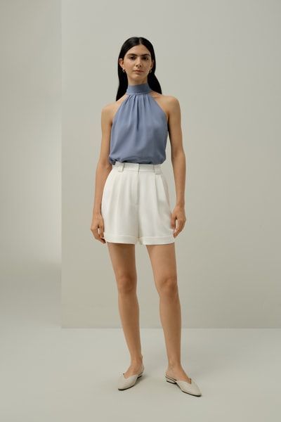 Shorts aus Seidenkrepp mit weitem Bein