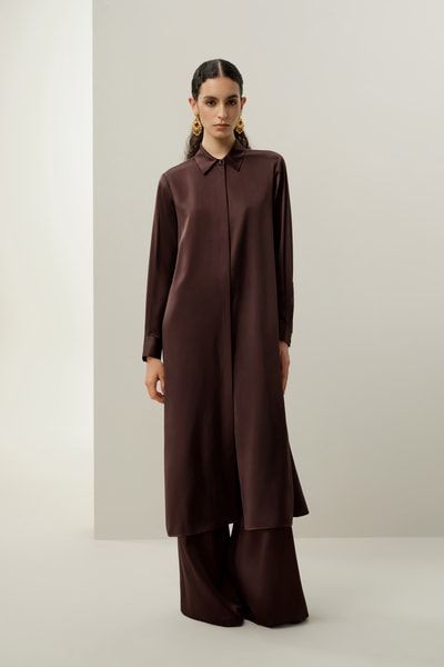 Luxuriöse weite Hose aus Stretch-Seiden-Charmeuse für Damen