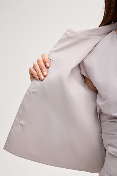 Hellbeige Baumwollstretch-Blazerjacke mit Kragen