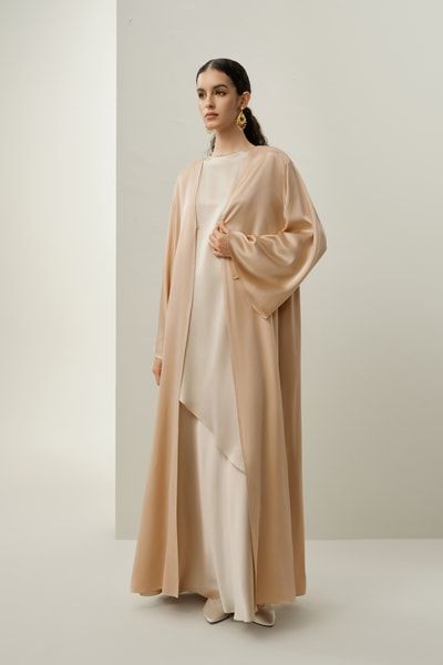 Luxuriöse Abaya aus Seiden-Charmeuse | Asymmetrischer Schnitt | Damen-Bescheidene Kleidung