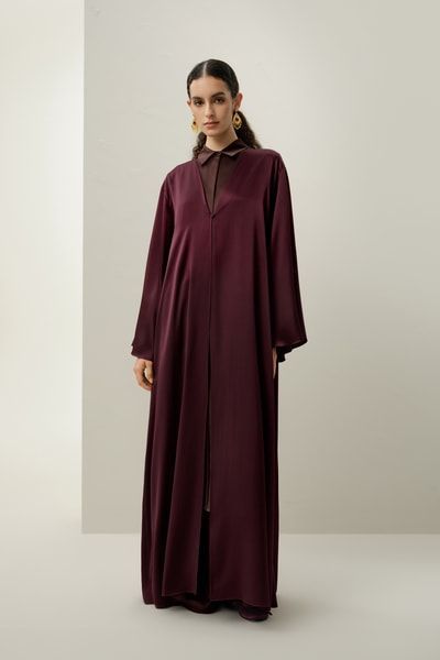 Luxuriöse Abaya aus Seiden-Charmeuse | Asymmetrischer Schnitt | Damen-Bescheidene Kleidung