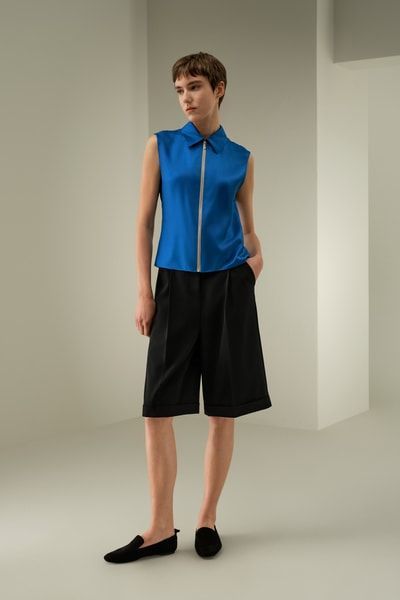 Stilvolle ärmellose Seidenweste mit durchgehendem Reißverschluss für Sommer und Büro