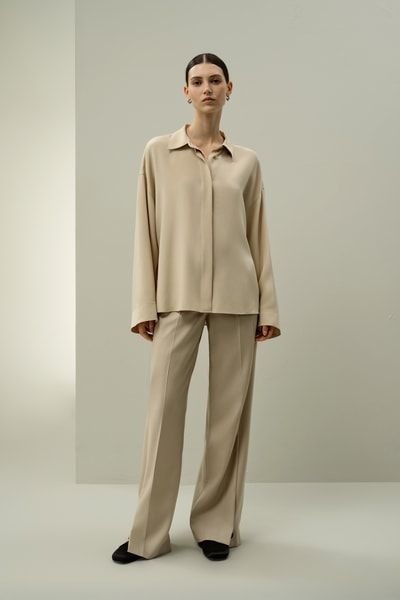 Drapiertes Oversized Seide Hemd