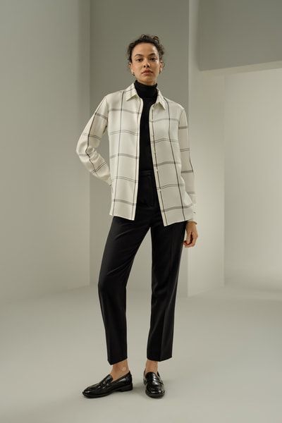 Seidentwill Hemd mit Fensterkaromuster