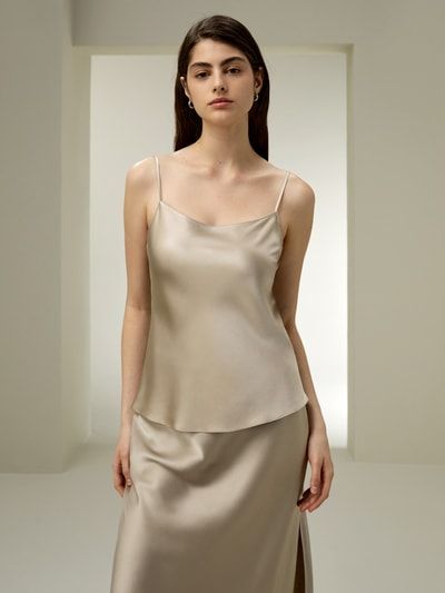 Slim-Fit Double-Faced Seide Trägertop