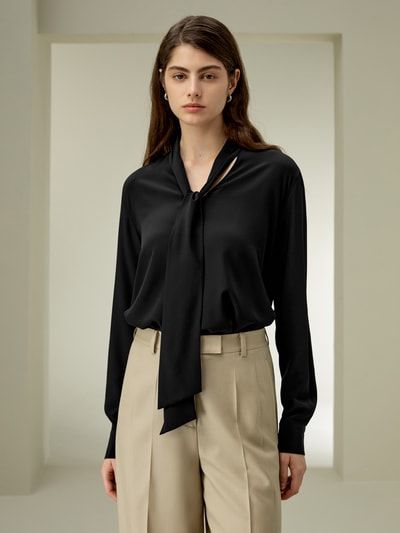 Seide Bluse mit Schleifen