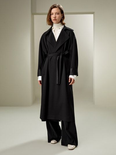 Langer Seide-Mix Trenchcoat