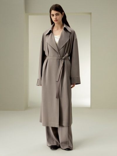Langer Seide-Mix Trenchcoat