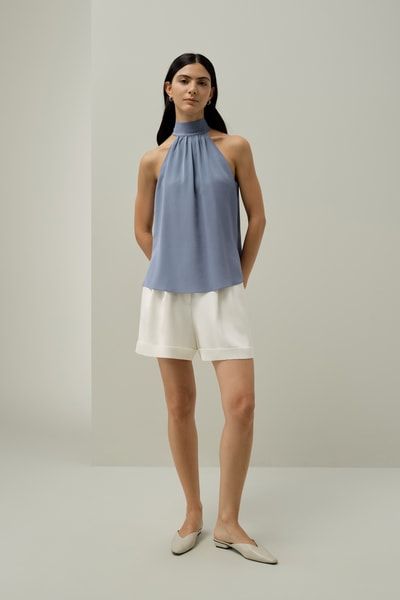 Seidengeorgette Top mit Neckholder