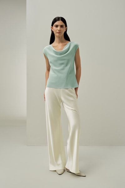 Wasserfallausschnitt Seide Top