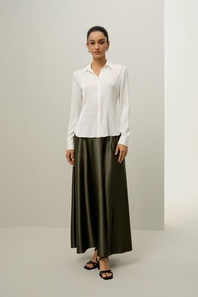 Satiniertes Seide Hemd