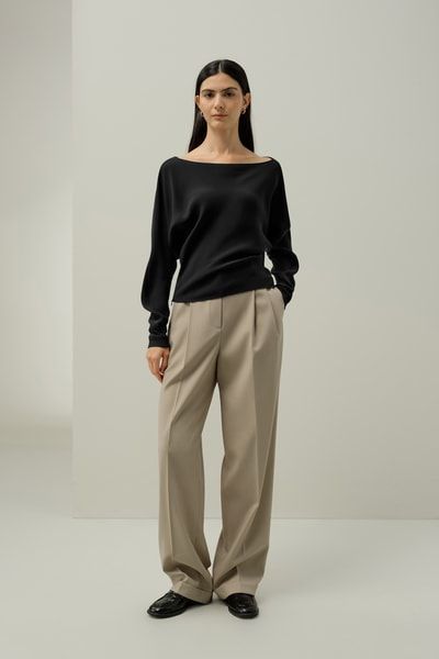 Gerafftes Langärmliges Seide Bluse