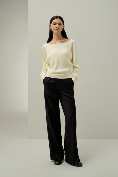 Gerafftes Langärmliges Seide Bluse