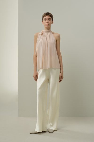 Verstellbare Georgette Bluse mit Schluppenkragen