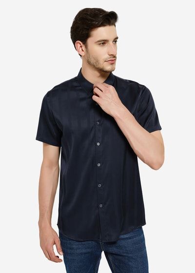 Jacquard gestreiftes Seidenhemd für Männer