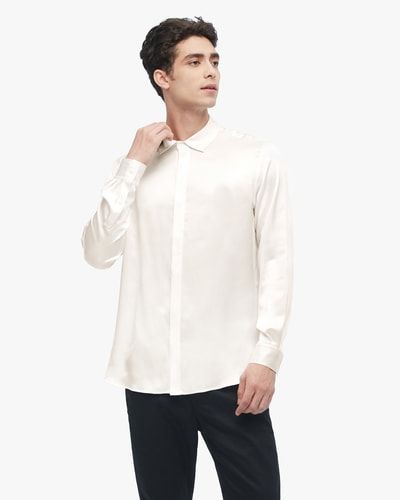 Klassisches langärmliges Seidenhemd für Männer