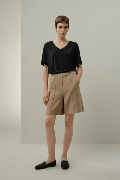 Seide Breeze Jersey V-Ausschnitt Basic T-Shirt