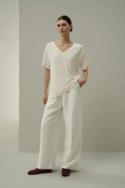 Seide Breeze Jersey V-Ausschnitt Basic T-Shirt