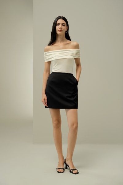 Seidenjersey Schulterfreies Top