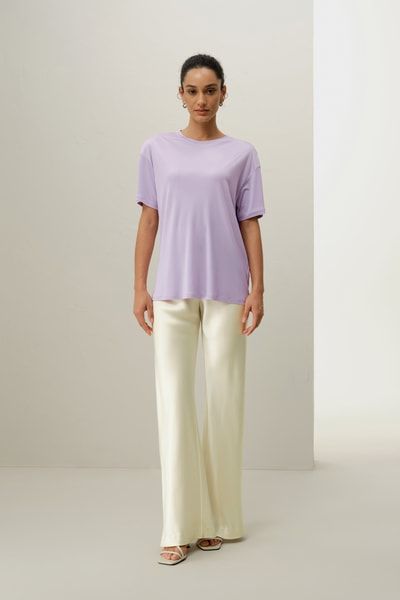 Oversize-T-Shirt aus Seidenjersey mit Rundhalsausschnitt