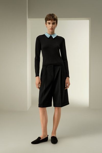 Elitäres Seide Stricktop mit Kragen