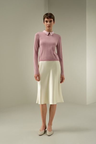 Elitäres Seide Stricktop mit Kragen