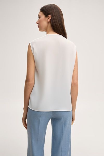 Windsor Crêpe Ecru Blusen-Top mit Schulterraffung