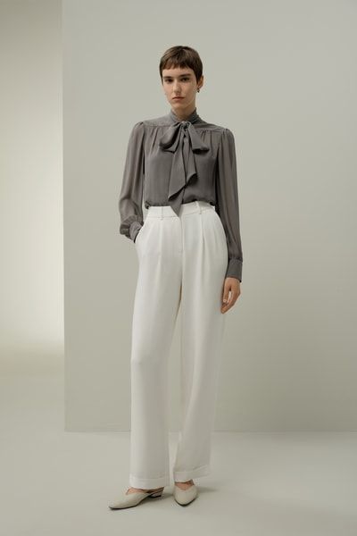 Jasmin Seidenbluse mit Fliege für Damen