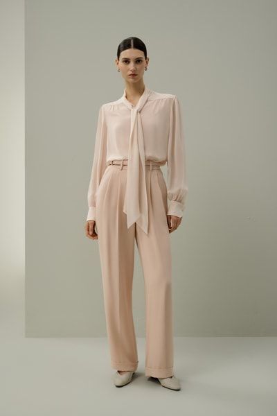 Jasmin Seidenbluse mit Fliege für Damen