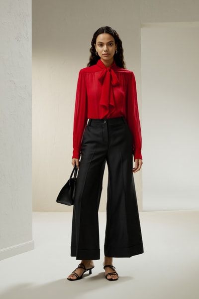 Jasmin Seidenbluse mit Fliege für Damen
