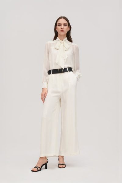 Jasmin Seidenbluse mit Fliege für Damen