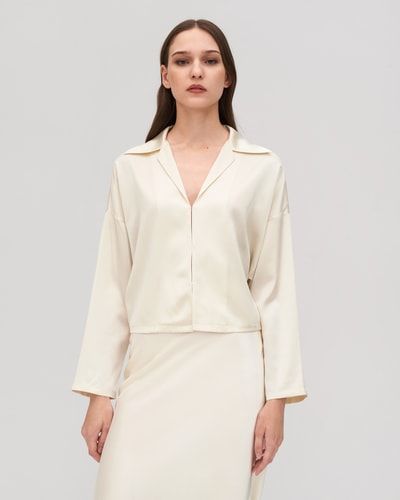 Retro Fledermaus Seide Osmanthus Hemd