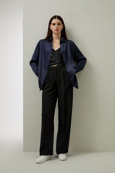 Übergroßes Seide Lotus Hemd