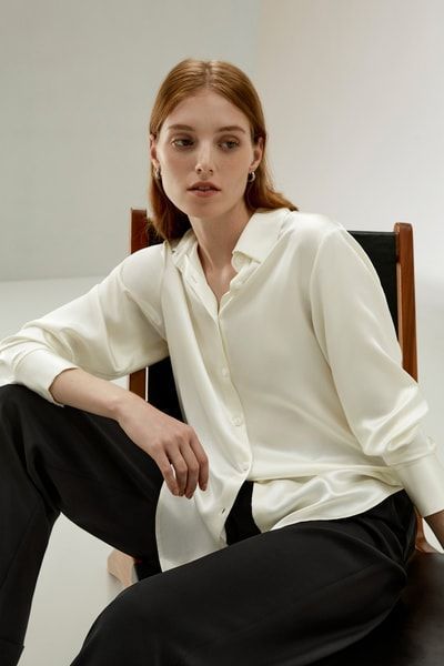 Übergroßes Seide Lotus Hemd