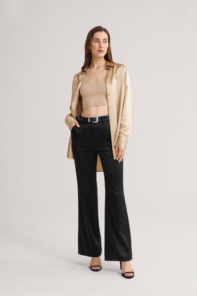 Übergroßes Seide Lotus Hemd