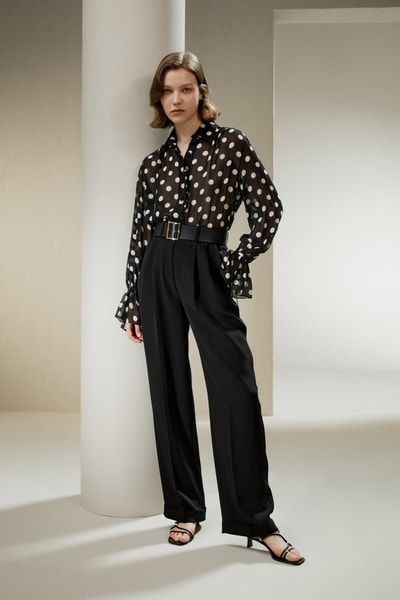 Georgette Bluse mit Polka Dots