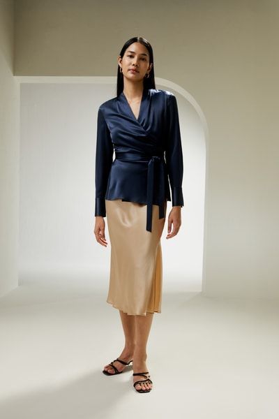 LILYSILK X NATASHA Seidenbluse mit Wickelung