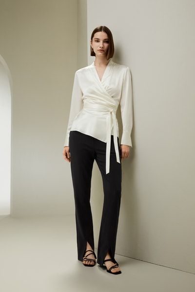 LILYSILK X NATASHA Seidenbluse mit Wickelung