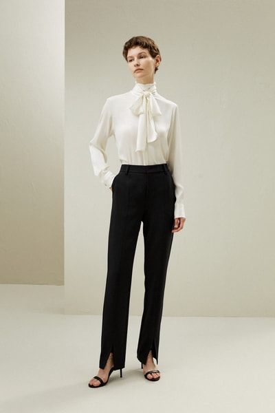 Seidenbluse Mit Fliege