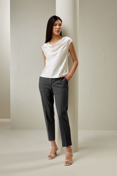 Wasserfallausschnitt Seide Top