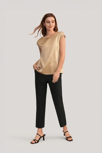 Lässiges Ärmelloses Basic SeidenT-Shirt mit OEKO-Zertifizierung