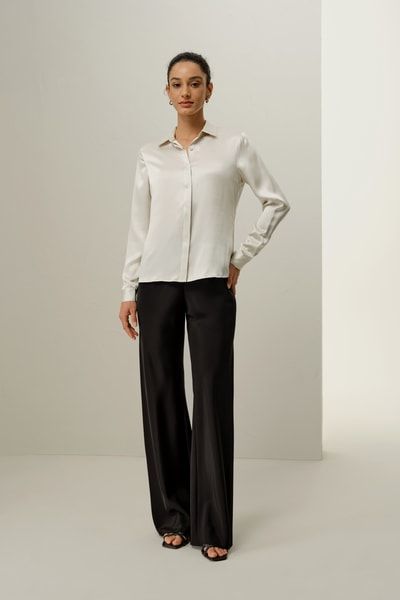 Basic Seidenhemd mit Verdeckter Knopfleiste Langarm