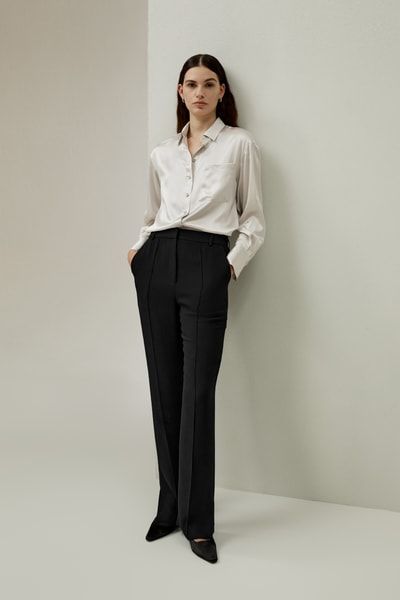 Lässiges Seidenhemd mit Kentkragen