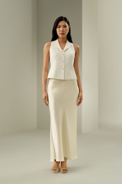 Luxuriöser Maxirock aus 32 Momme-Seide mit ausgestelltem Saum