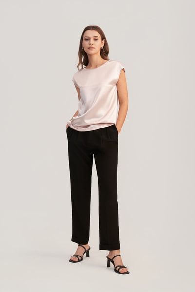 Lässiges Ärmelloses Basic SeidenT-Shirt mit OEKO-Zertifizierung