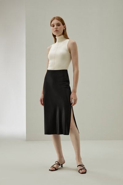 Minimalistischer ästhetischer Seide Mohn Rock